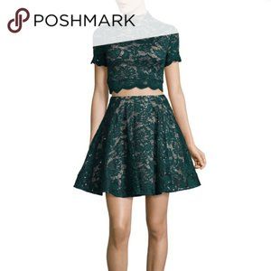My Michelle Emerald Green Lace Two Piece Dress